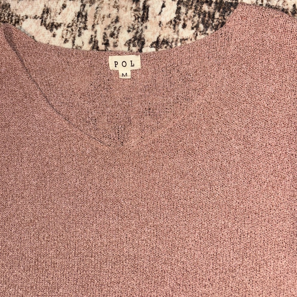 POL Mauve V-Neck Cropped Thin Sweater Women’s Medium - Picture 2 of 4